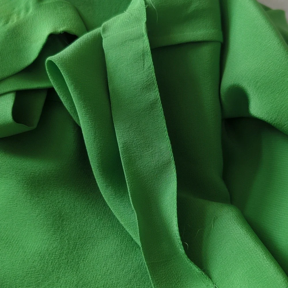 Kate Spade Bright Green Short-Sleeve Top with Pink Floral Collar